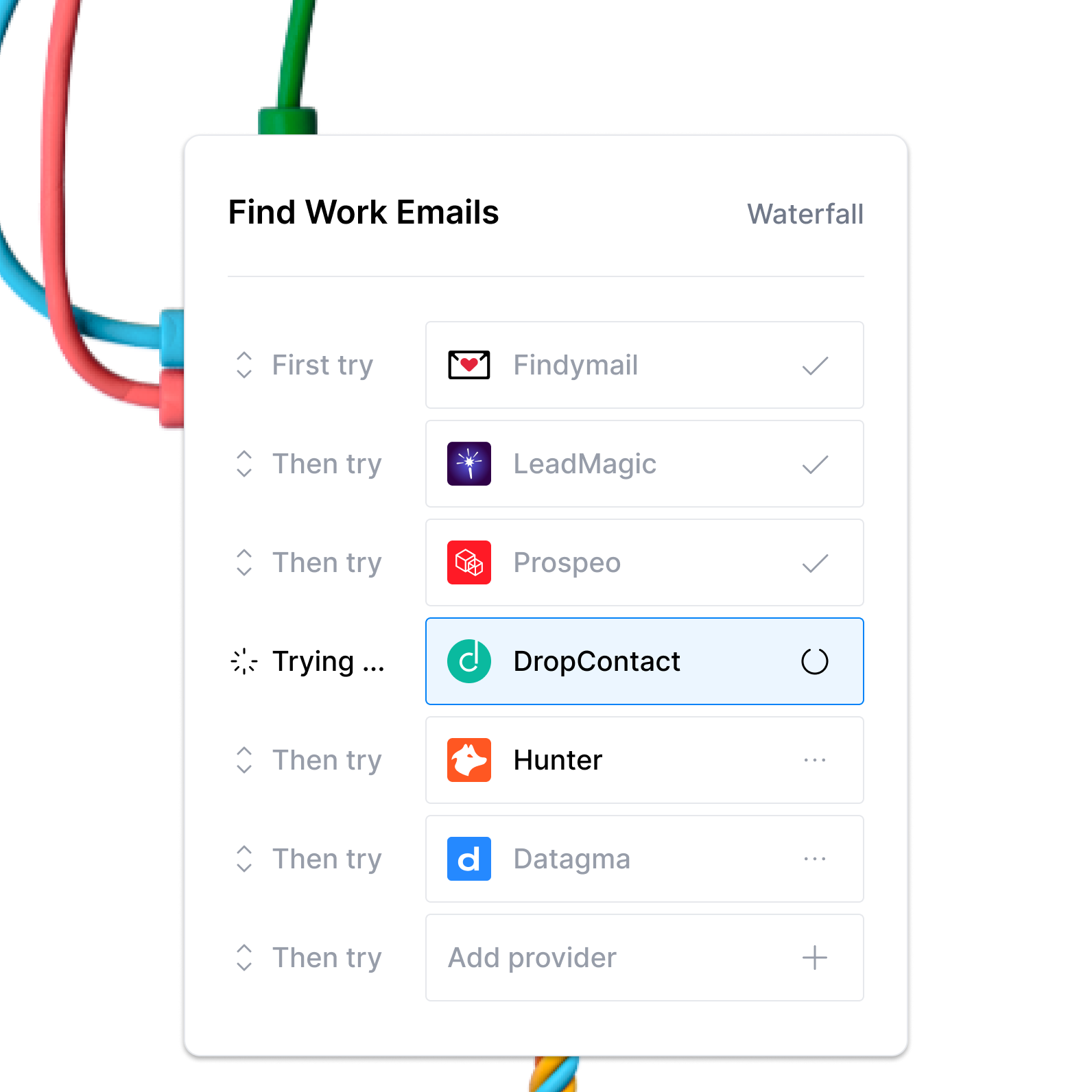 Clay waterfall enrichment